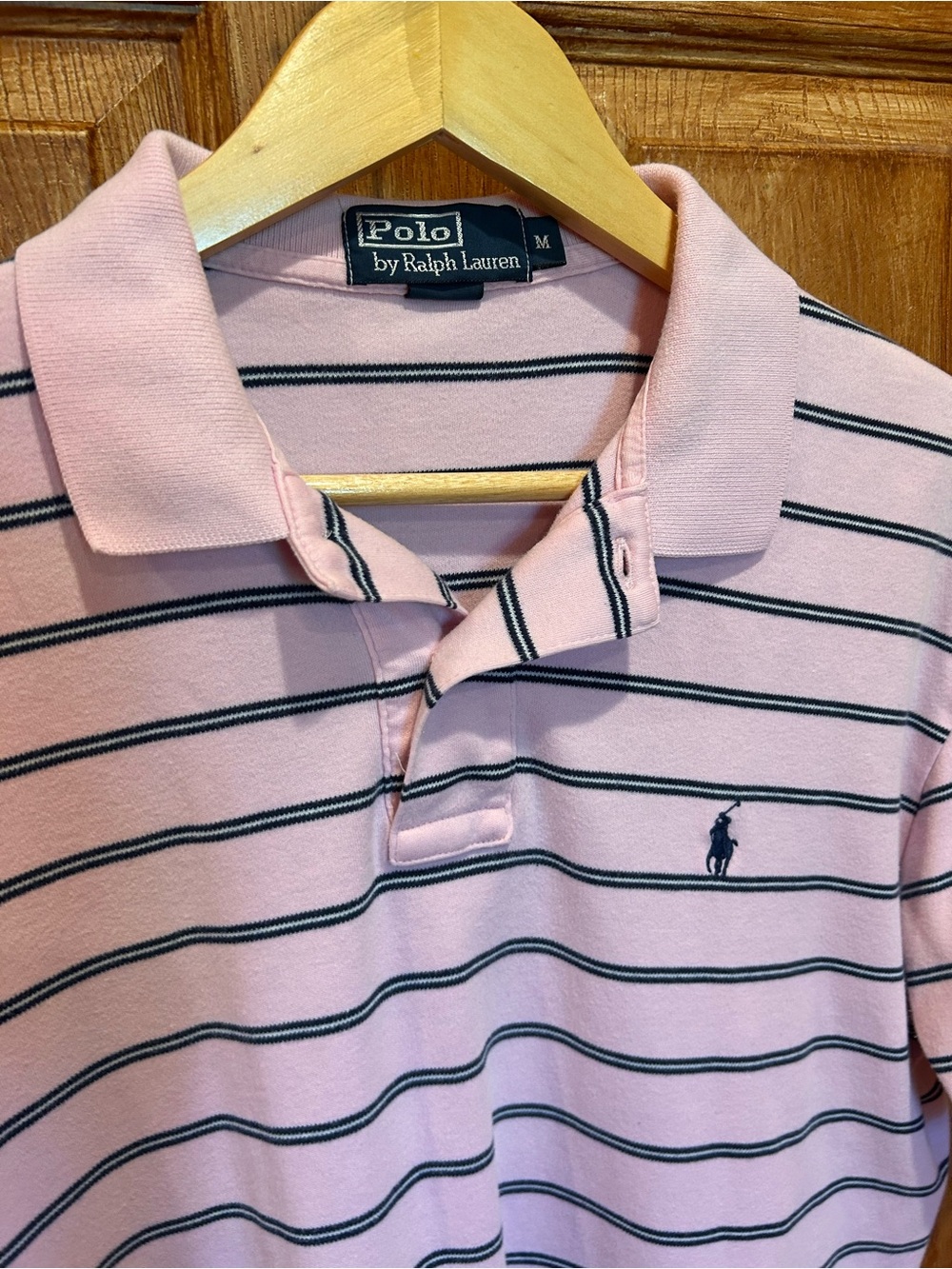 Ralph Lauren Men’s Pink Polo with Navy/White Stripes